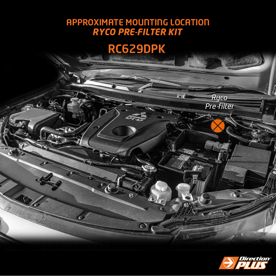 DIRECTION-PLUS RYCO PRE-FILTER KIT MITSUBISHI TRITON MQ/MR & PAJERO SPORT (RC629DPK)