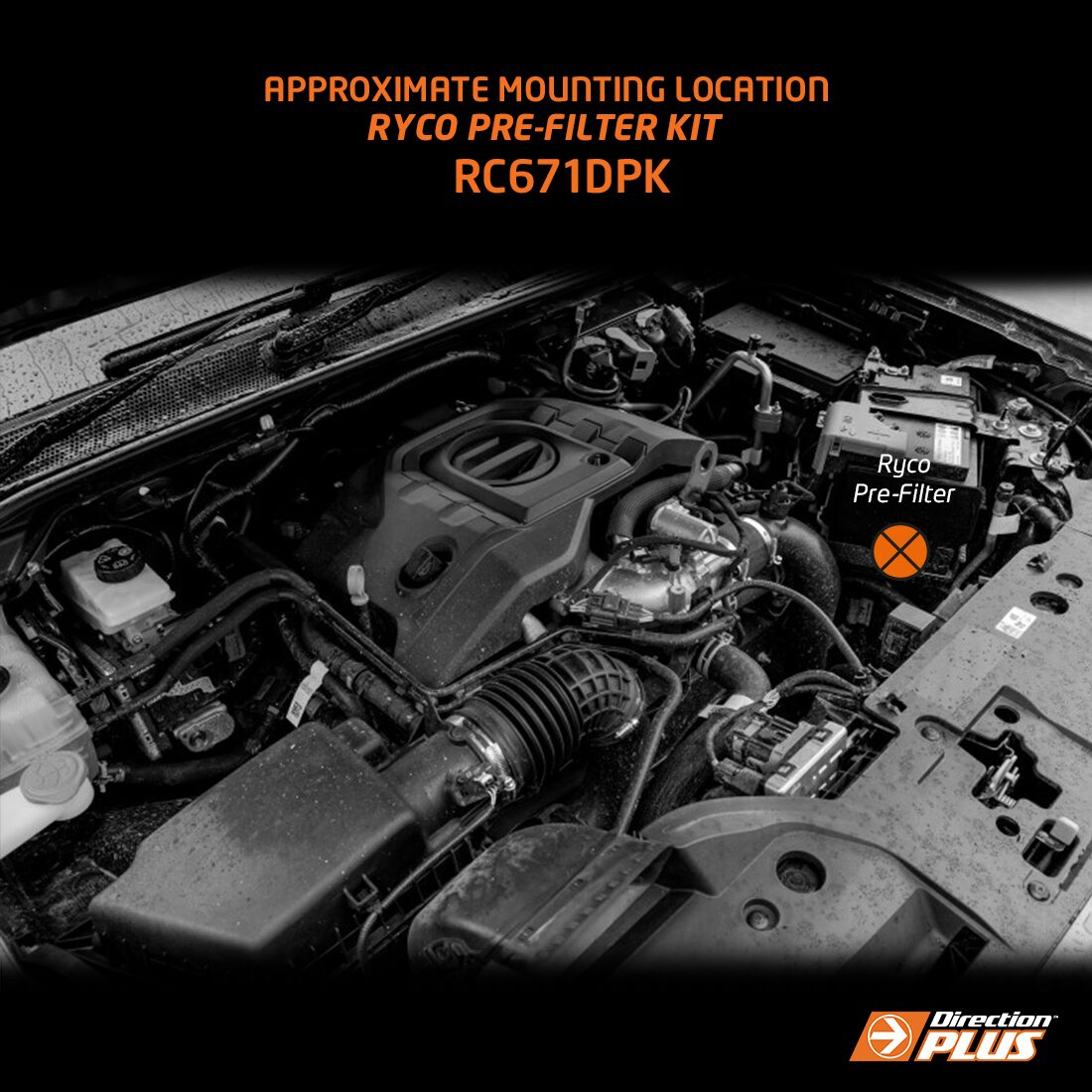 Direction-Plus  Ryco Pre-Filter Kit NEXT-GEN FORD  RANGER / EVEREST & VW AMAROK 4cyl & 6cyl (RC671DPK)
