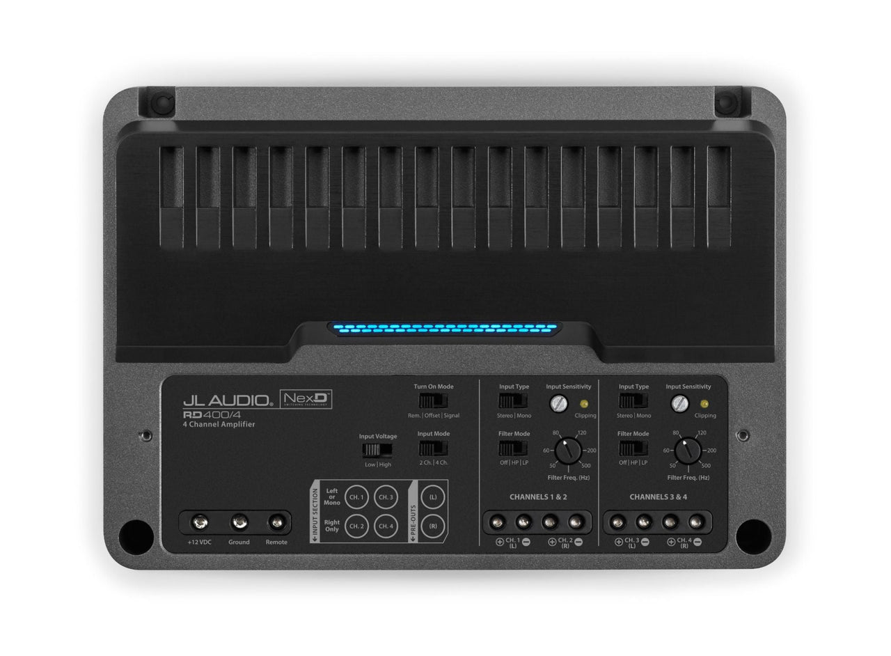 JL Audio RD400/4 4-Channel Class D Full Range Amplifier, 100 W x 4 @ 2 Ω / 75 W x 4 @ 4 Ω – 14.4V