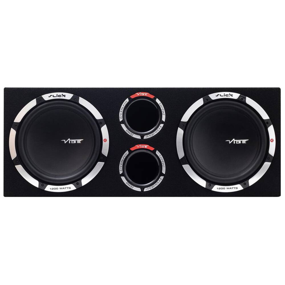 SLICK Dual 12" Twin Subwoofers In Enclosur, Vented, 2400 Watts-SLICKV12T-V2