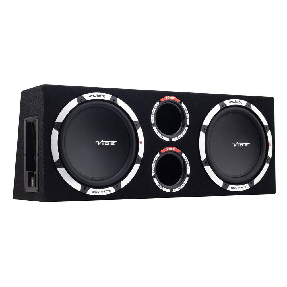 SLICK Dual 12" Twin Subwoofers In Enclosur, Vented, 2400 Watts-SLICKV12T-V2