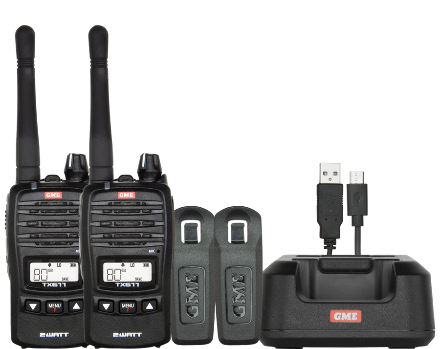 GME 2 Watt UHF CB Handheld Radio - Twin Pack