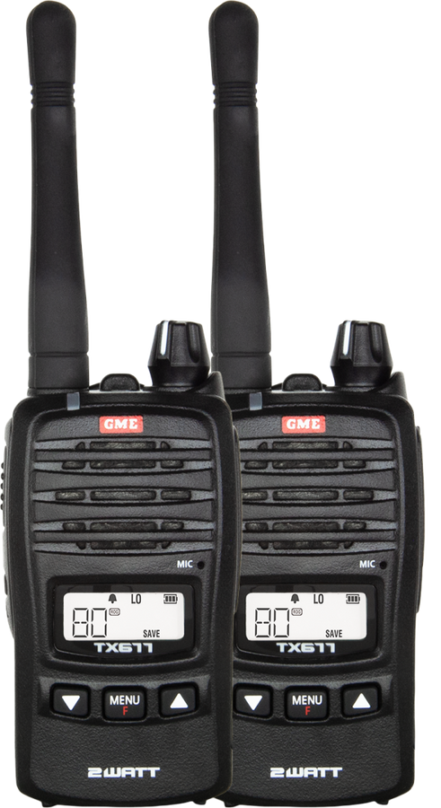 GME 2 Watt UHF CB Handheld Radio - Twin Pack