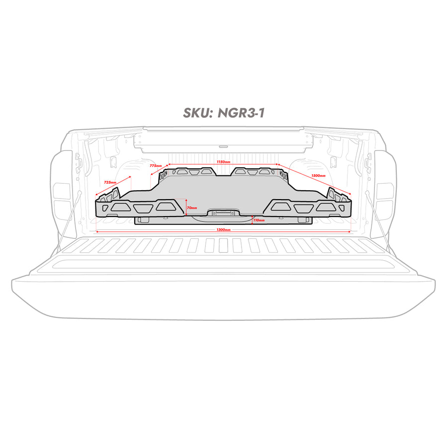 HSP Load Slide Suits Dual Cab Next Gen Ranger/Raptor (Suits No Liner / Spray on Liner) -NGR3-1