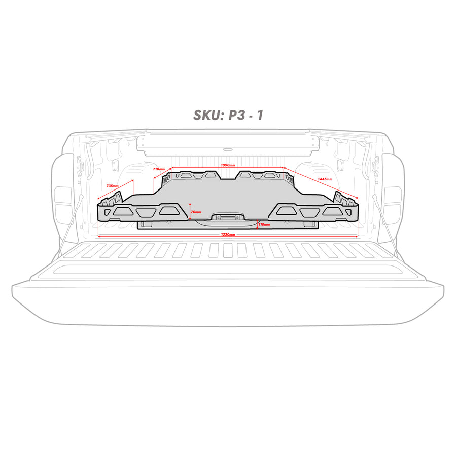 HSP Load Slide Suits Dual Cab Ranger/Raptor PX (Suits No Liner / Spray on Liner) -P3-1