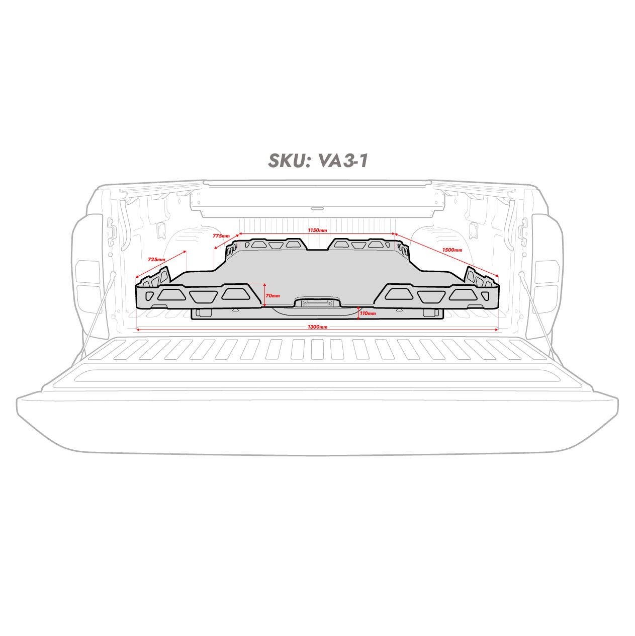 HSP LOAD SLIDE SUITS ALL NEW VOLKSWAGEN AMAROK 2023+ (SUITS NO LINER / SPRAY ON LINER) -VA3-1