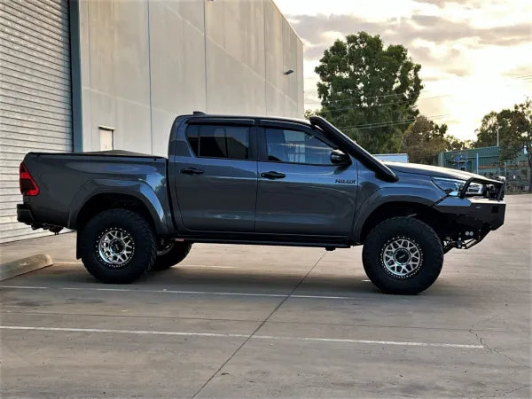 FATZ FABRICATION N80 HILUX RH SHORT ENTRY SNORKEL. POWDER COATED SATIN BLACK. SUIT 4" AIRBOX INLET (FATZ & FACTORY) -FFN80-SNRH-SHE-SPC-4