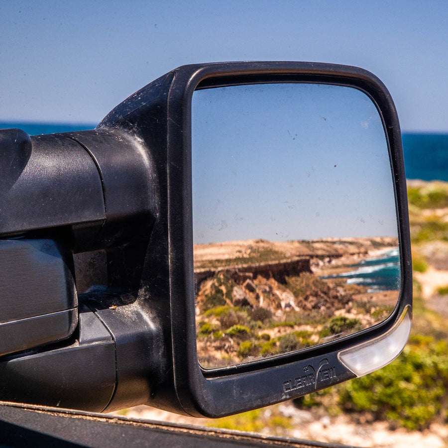 CLEARVIEW CHROME COMPACT TOWING MIRRORS POWER-FOLD, INDICATORS, ELECTRIC TOYOTA HILUX JUL 2015 ON-CVC-TH-2015-FIEC