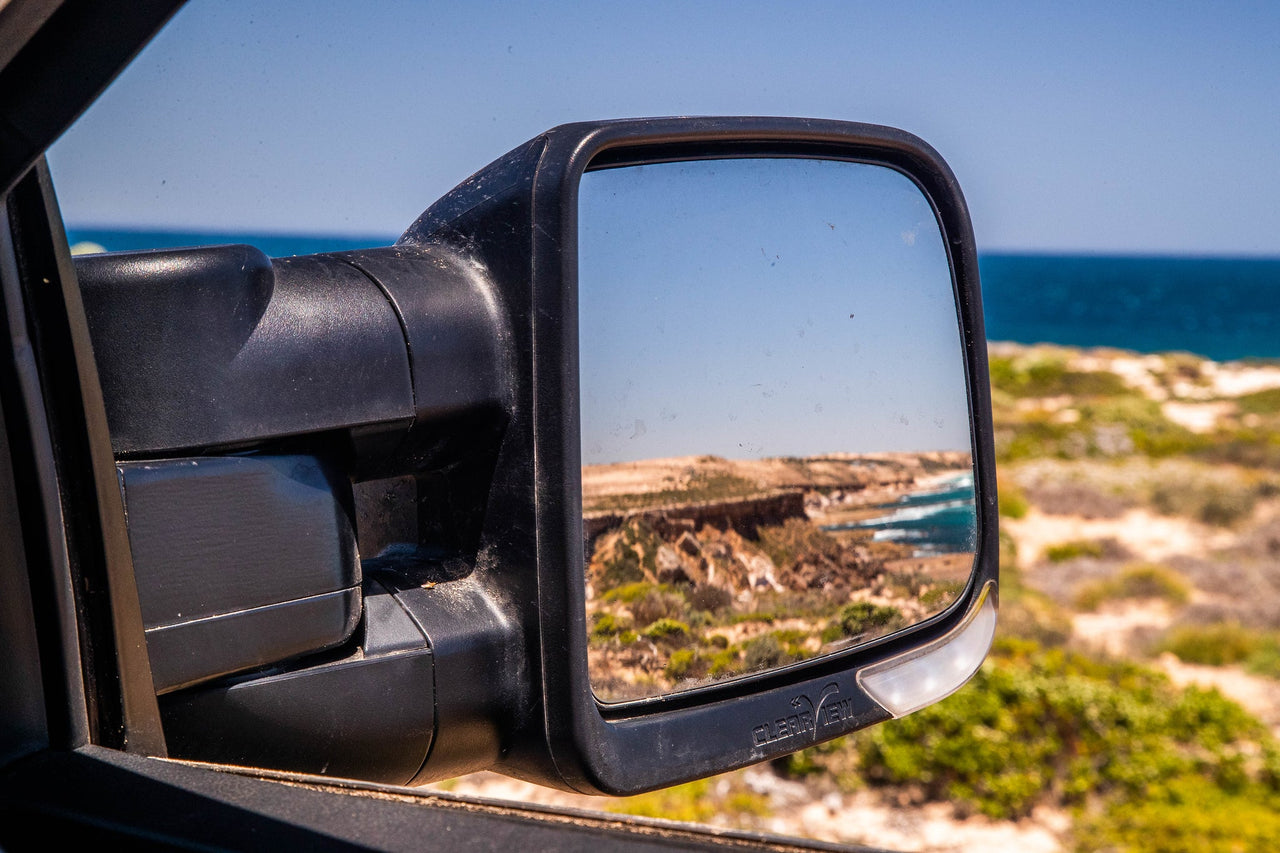CLEARVIEW BLACK COMPACT TOWING MIRRORS HEAT, POWER-FOLD, BSM, INDICATORS, ELECTRIC MITSUBISHI TRITON MR 2019 (MY19) TO 2023 - GLS VARIANTS-CVC-MT-2015-HFSIEB