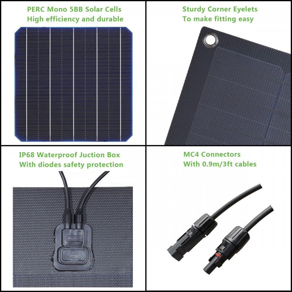 VSS Semi-Flexible Solar Panel - RV & Marine (1088 x 538) 100-Watt