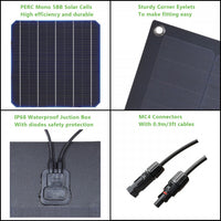 VSS Semi-Flexible Solar Panel - Kimberley Kamper & Combi Camper (1000mm x 350mm) 55-Watt (Connections under panel)