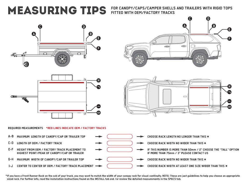 Front Runner Ute Canopy or Trailer with OEM Track Slimline II Rack Kit / Tall / 1165mm(W) X 752mm(L) -KRCAT23TN