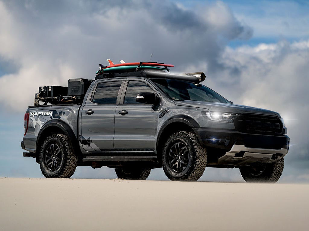 FRONT RUNNER FORD RANGER T6 / WILDTRAK / RAPTOR (2012-2022) SLIMSPORT ROOF RACK KIT / LIGHTBAR READY -KSFR003T