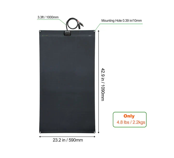 VSS Semi-Flexible Solar Panel (590mm x 1090mm) 125-Watt