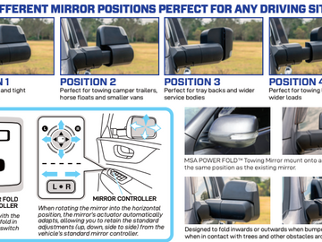 MSA Power fold Towing Mirror TM650 Ford Ranger 2012-May 2022