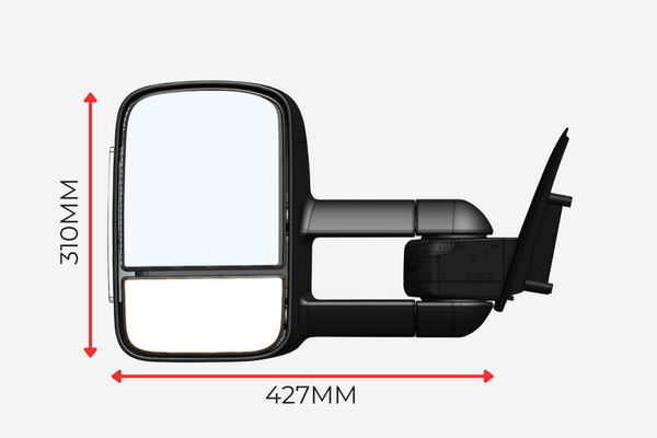 CLEARVIEW BLACK ORIGINAL TOWING MIRRORS HEAT, INDICATORS, ELECTRIC TOYOTA LANDCRUISER 200 SERIES 2007 - AUG 2015-CV-TL-200S-HIEB