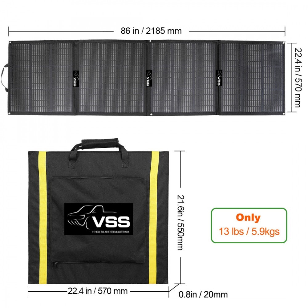 VSS Foldable Solar Panel with 20A Solar Controller (2185mm x 570mm) 200-Watt