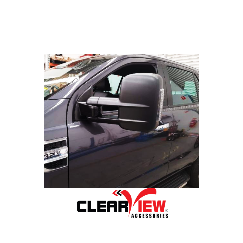 Clearview CV-FD-RE-EB Towing Mirrors for Ford Everest [Electric; Black]