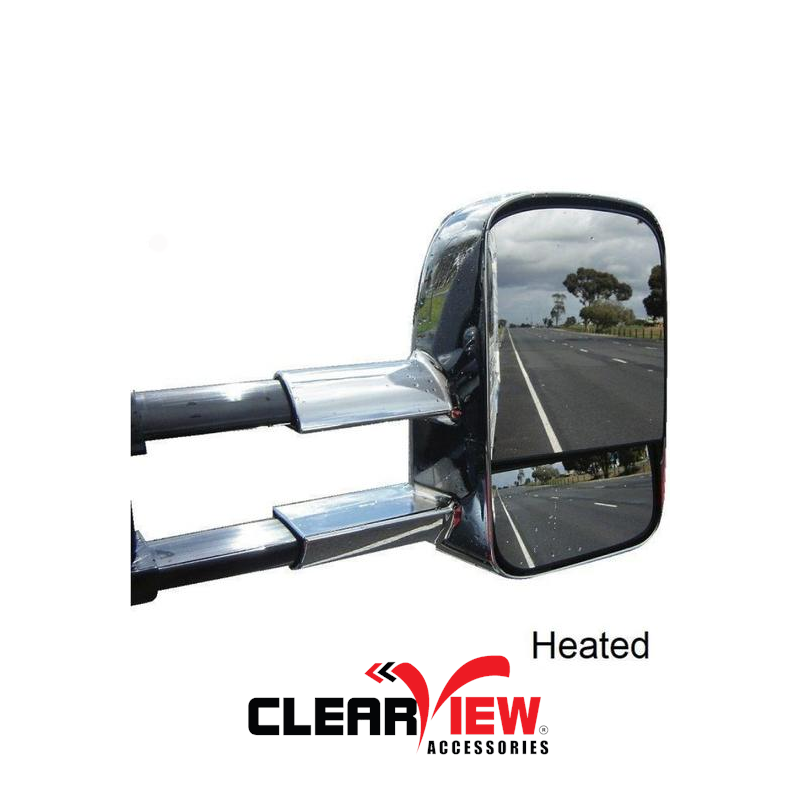 Clearview CV-FR-PX-HEC Towing Mirrors for Ford Ranger PX & PXII [Heated; Electric; Chrome with Reflectors]