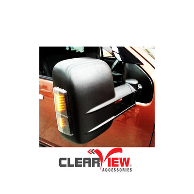 Clearview CV-HI-DC2012-FIEB Towing Mirrors for Isuzu MU-X [Powerfold; Indicators; Electric; Black]