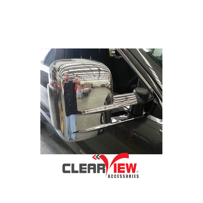 Clearview CV-JP-GC-PEC Towing Mirrors for Jeep Grand Cherokee [Heated; Electric; Chrome; Memory; Blind Spot Monitoring; Indicators]