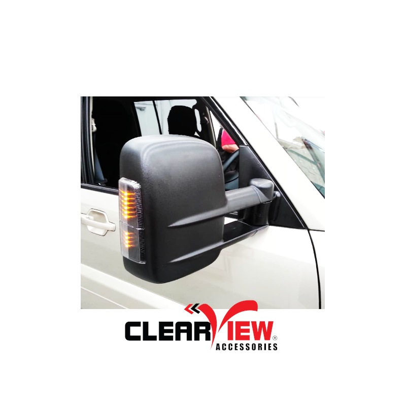 Clearview CV-MP-NT-FIEB Towing Mirrors for Mitsubishi Pajero [Powerfold; Indicators; Electric; Black]