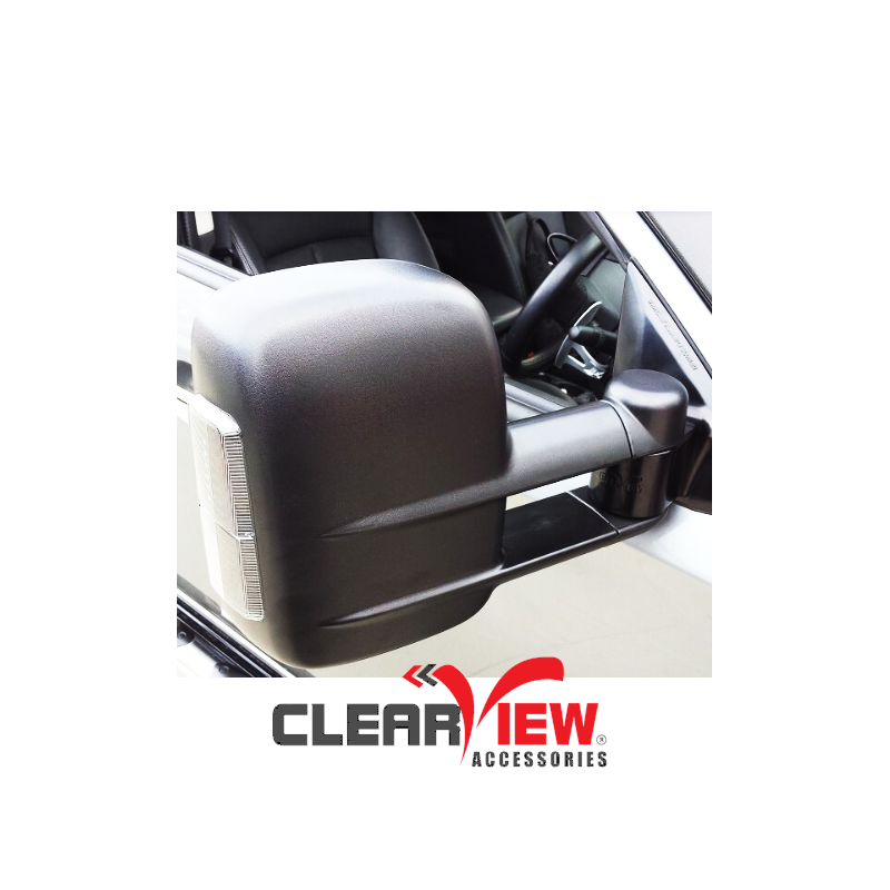 Clearview CV-MT-2015-IEB Towing Mirrors for Mitsubishi Triton [Indicators; Electric; Black]