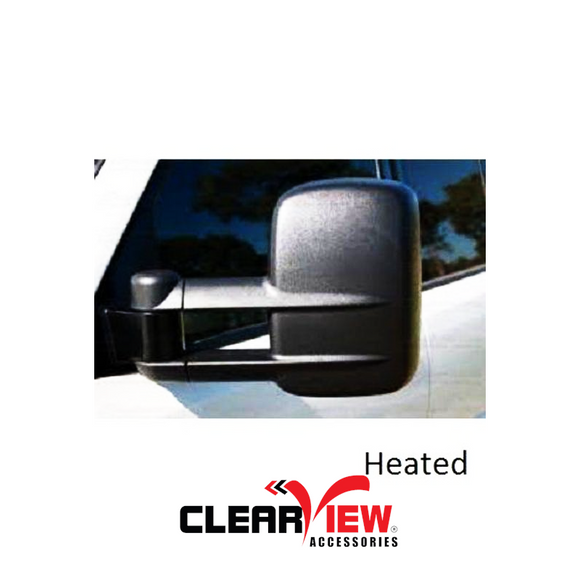 Clearview CV-NN-NP300-HEB Towing Mirrors for Nissan Navara NP300 [Heated; Electric; Black]