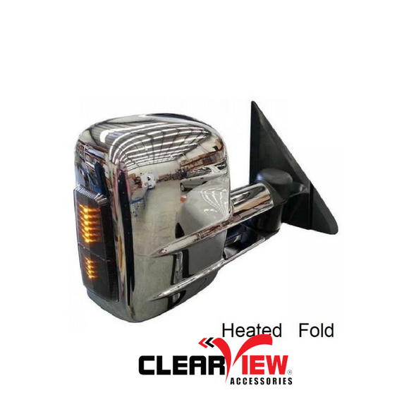 Clearview CV-TL-200S-HFSIEC Mirrors [Heated; Powerfold; BSM; Indicators; Electric; Chrome]
