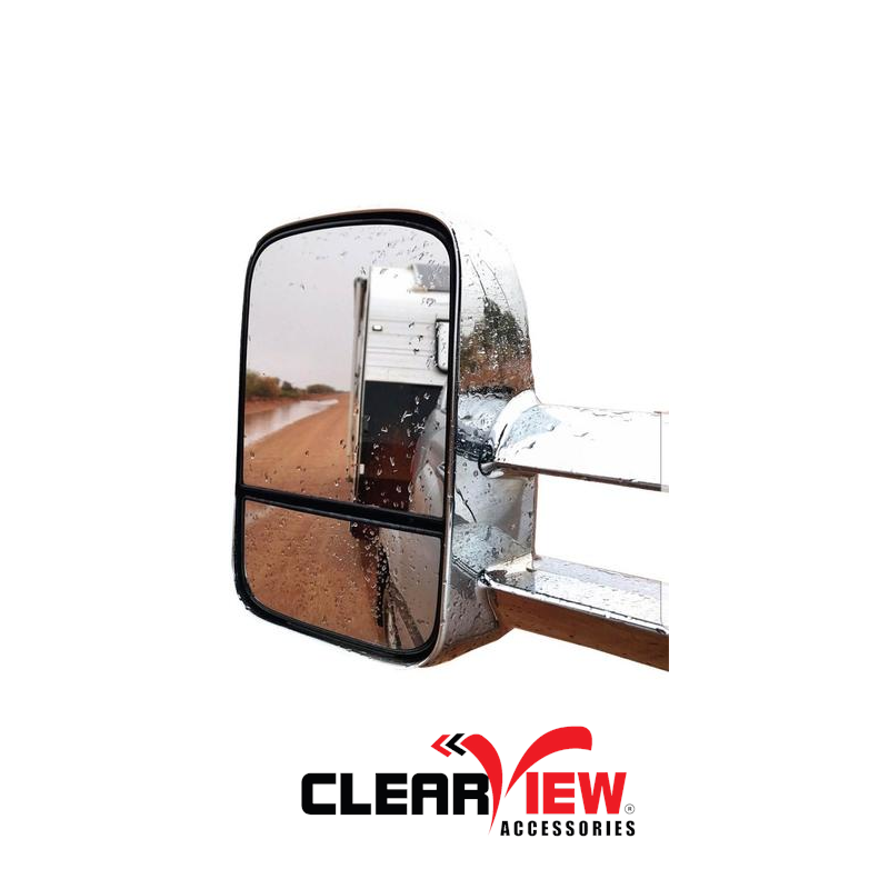 Clearview CV-TL-200S-IEC Towing Mirrors [Electric w/ Indicators; Chrome]