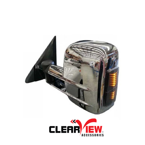 Clearview CV-TL-70S-KIEC Towing Mirrors [Indicators; Electric Kit; Chrome; HW Req]