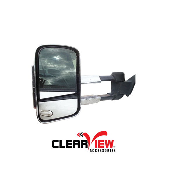Clearview CV-TL-70S-MC Towing Mirrors for Toyota Landcruiser 75 to 79 Series [Manual; Chrome]