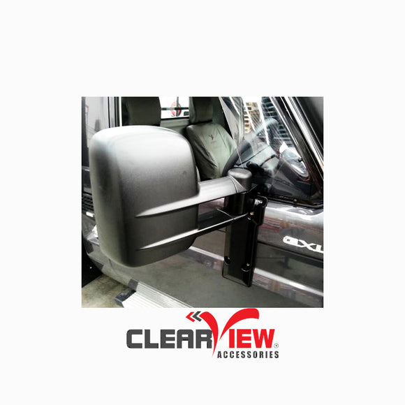 Clearview CV-TL-70S-WFKIEB Towing Mirrors for Toyota Landcruiser 70 Series [Powerfold; Electric, Indicators, Black]