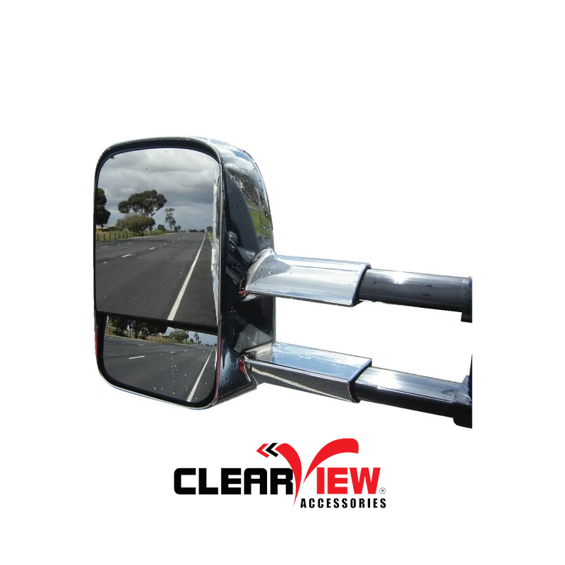 Clearview CV-TL-80S-EC Towing Mirrors for Toyota Landcruiser 80 Series [Electric; Chrome]