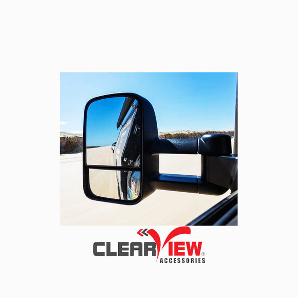Clearview CV-TL-80S-MB Towing Mirrors for Toyota Landcruiser 80 Series [Manual; Black]