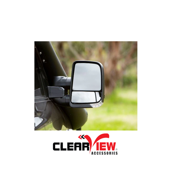 Clearview CVNG-FD-EV-HFIEB Towing Mirrors for Ford Everest [Next Gen; Pair; Heated; Power-fold; Multi-Signal Module; Electric; Black]