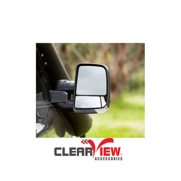 Clearview CVNG-FM-RB-IEB Towing Mirrors for Ford Ranger & Mazda BT-50 [Next Gen; Pair; Multi-Signal Module; Electric; Black]