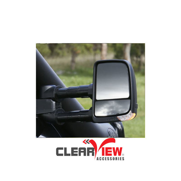 Clearview CVNG-JP-GC-HSYIEB Towing Mirrors [Next Gen; Pair; Heated; Blind Spot Monitoring; Memory; Multi-Signal Module; Electric; Black] - Jeep Grand Cherokee (2010 onwards)