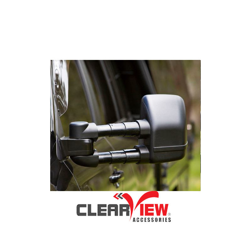 Clearview CVNG-MP-NT-HIEB Towing Mirrors [Next Gen; Pair; Heated, 3-in-1 Turn Signal, Courtesy, & Clearance Lights, Electric, Black] - Mitsubishi Pajero 2001 onwards