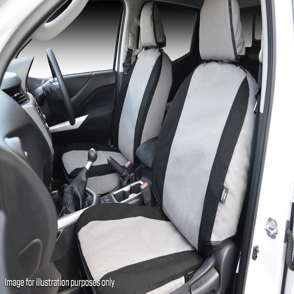 MSA VWA06 Volkswagen Amarok / MY17 V6 Ultimate Front Twin Buckets Seat Cover, Leather Seats, Electric Lumbar Support, Driver & Passenger Electrics, Pull Out Seat Base inc. Console Cover & Integrated Lumbar Support (AIRBAG SEATS)