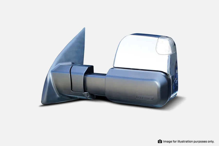 MSA TM903-ISUZU D-MAX & MU-X TOWING MIRRORS Chrome, Electric, Indicators, Blind Spot Monitoring To suit Isuzu D-MAX (09/2020-Current) & MU-X (07/2021-Current)